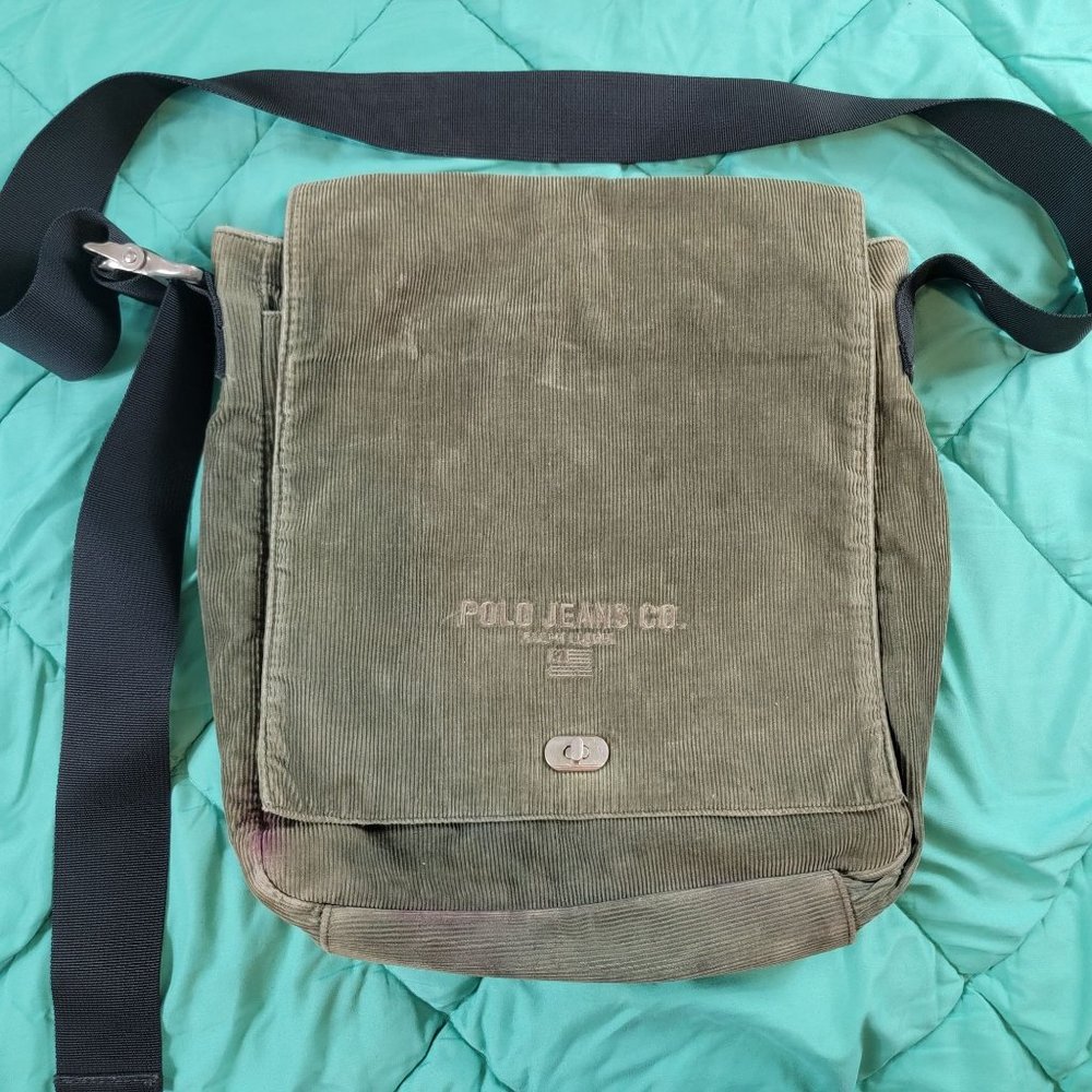 Ralph Lauren Polo Jeans Messenger CrossBody Shoulder Bag Green Casual Travel